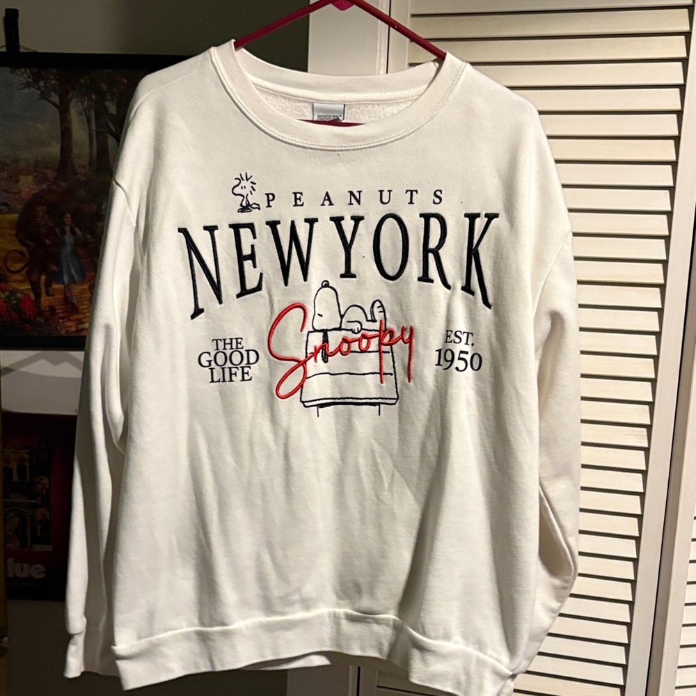 Peanuts White Crew Neck Sweater